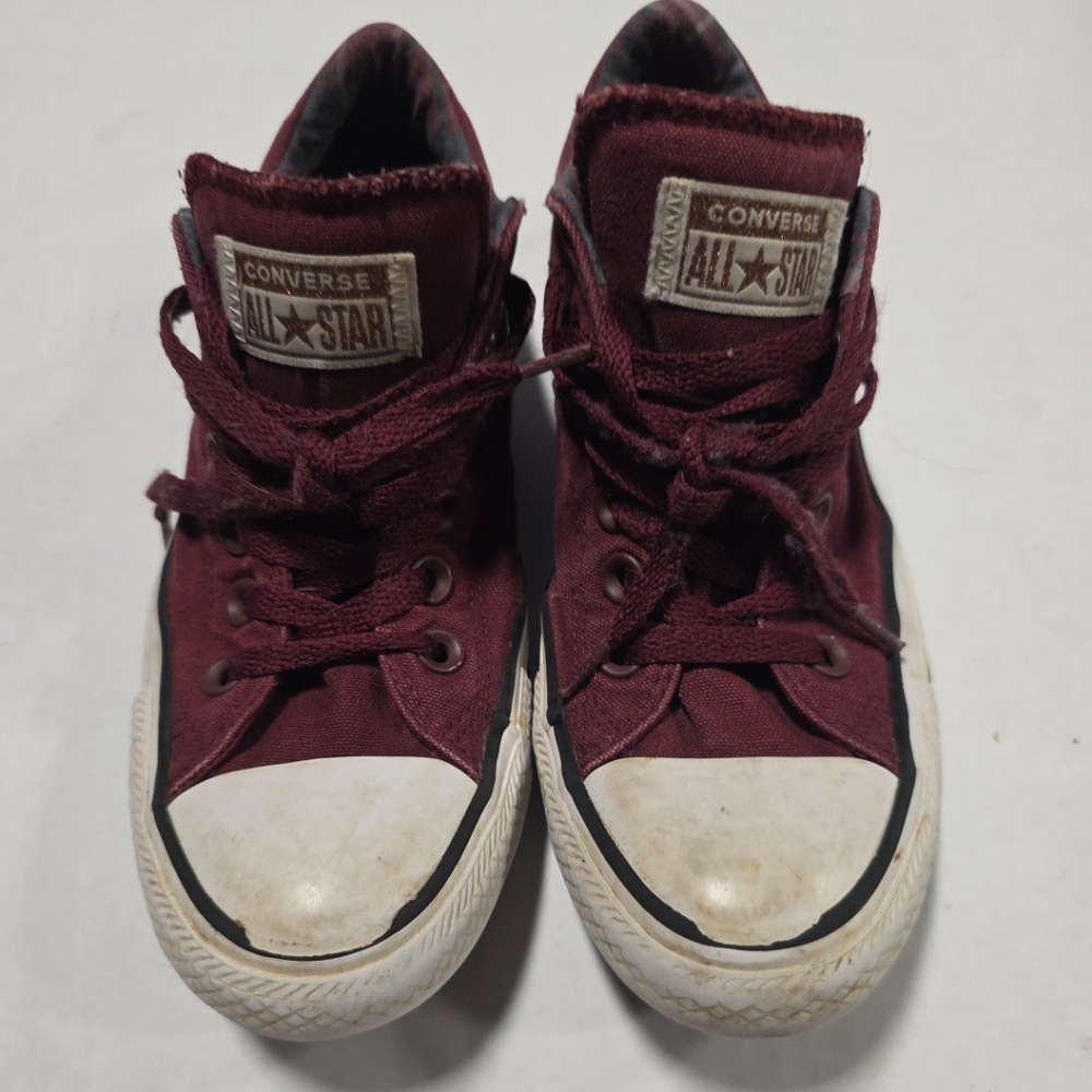 Converse All Star Shoes Womens 7 Maroon Silver Metallic Low Top Sneakers
